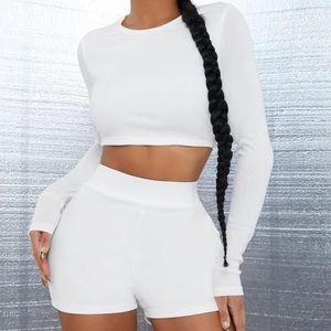 SHEIN SXY Solid Crop Tee & Shorts Set